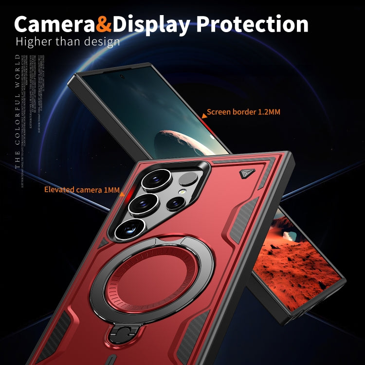 For Samsung Galaxy S25 Ultra 5G PC Hybrid TPU Armor MagSafe Ring Holder Phone Case