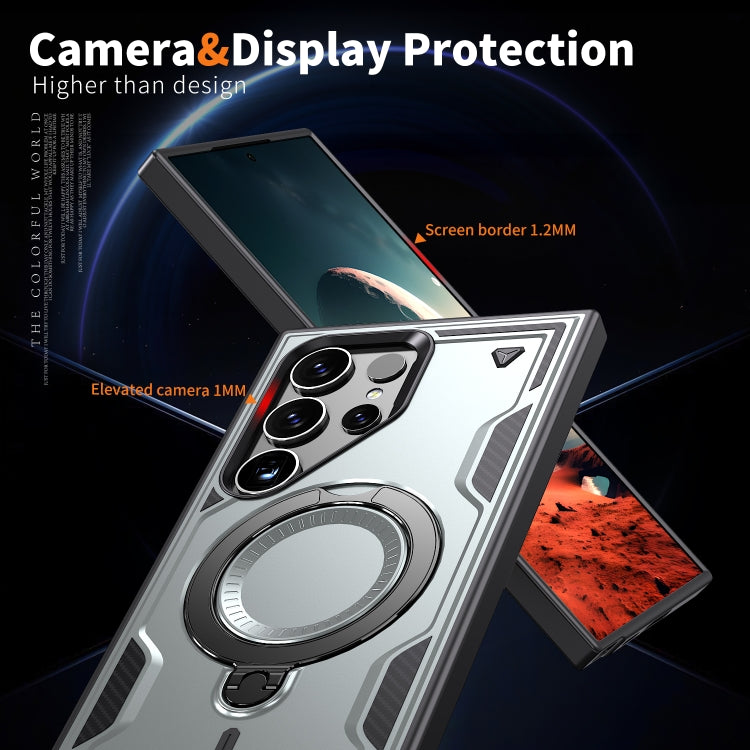 For Samsung Galaxy S25 Ultra 5G PC Hybrid TPU Armor MagSafe Ring Holder Phone Case