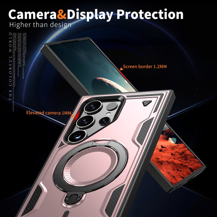 For Samsung Galaxy S25 Ultra 5G PC Hybrid TPU Armor MagSafe Ring Holder Phone Case