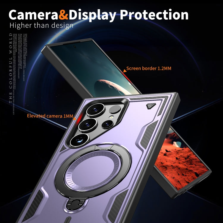 For Samsung Galaxy S25 Ultra 5G PC Hybrid TPU Armor MagSafe Ring Holder Phone Case