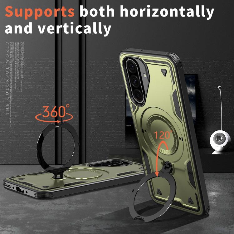 For Samsung Galaxy S25 FE 5G PC Hybrid TPU Armor MagSafe Ring Holder Phone Case