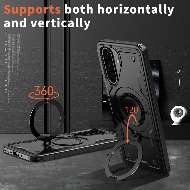 For Samsung Galaxy S25 FE 5G PC Hybrid TPU Armor MagSafe Ring Holder Phone Case