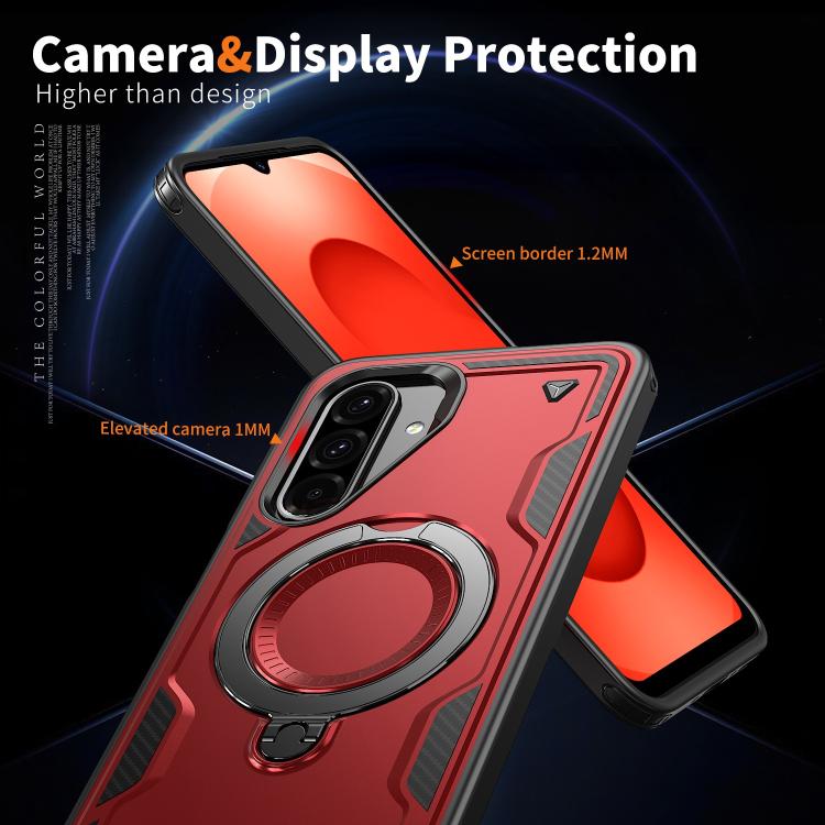For Samsung Galaxy S25 FE 5G PC Hybrid TPU Armor MagSafe Ring Holder Phone Case
