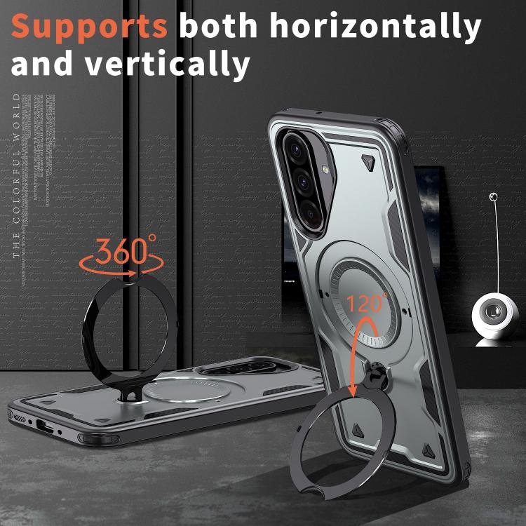 For Samsung Galaxy S25 FE 5G PC Hybrid TPU Armor MagSafe Ring Holder Phone Case