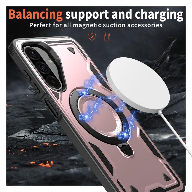 For Samsung Galaxy S25 FE 5G PC Hybrid TPU Armor MagSafe Ring Holder Phone Case
