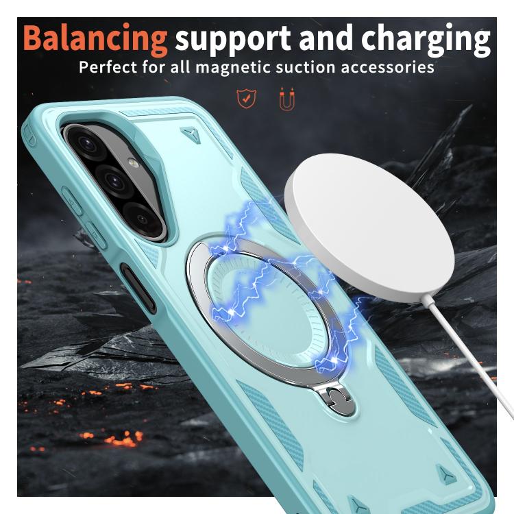 For Samsung Galaxy S25 FE 5G PC Hybrid TPU Armor MagSafe Ring Holder Phone Case