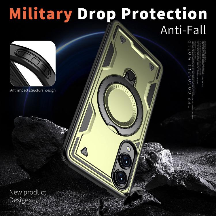 For Samsung Galaxy S25 Edge 5G PC Hybrid TPU Armor MagSafe Ring Holder Phone Case