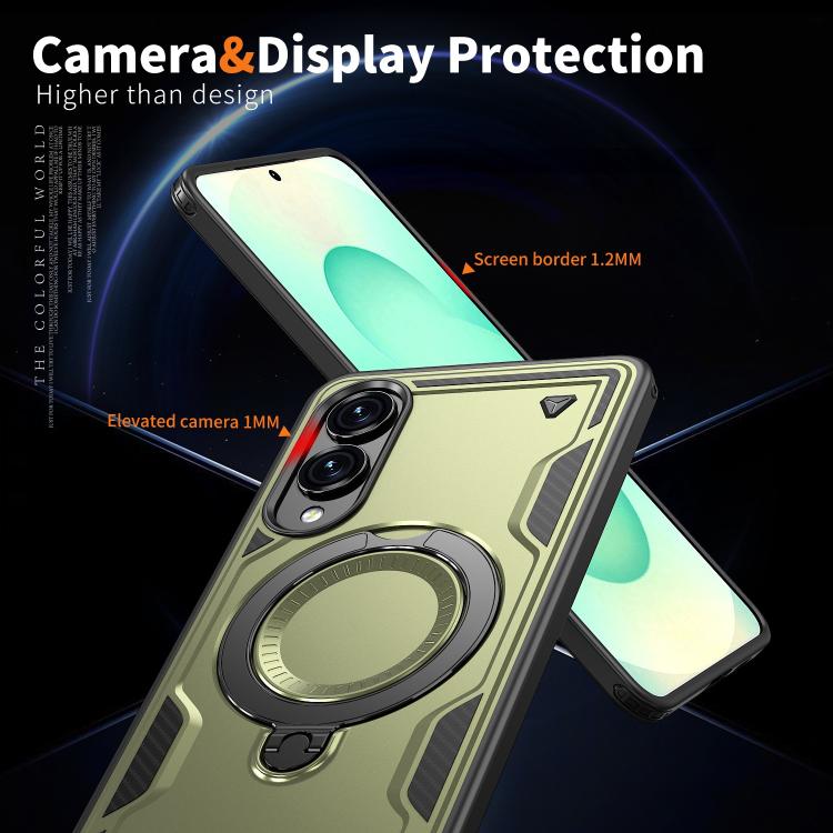 For Samsung Galaxy S25 Edge 5G PC Hybrid TPU Armor MagSafe Ring Holder Phone Case