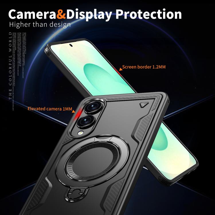 For Samsung Galaxy S25 Edge 5G PC Hybrid TPU Armor MagSafe Ring Holder Phone Case