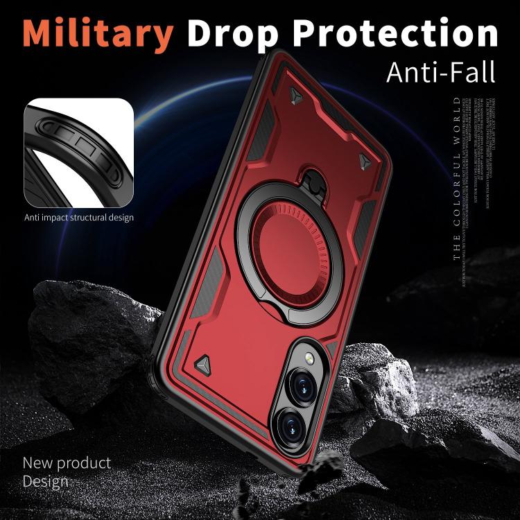 For Samsung Galaxy S25 Edge 5G PC Hybrid TPU Armor MagSafe Ring Holder Phone Case