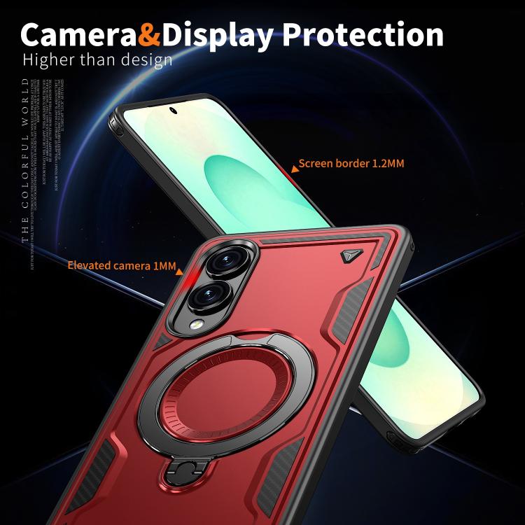 For Samsung Galaxy S25 Edge 5G PC Hybrid TPU Armor MagSafe Ring Holder Phone Case