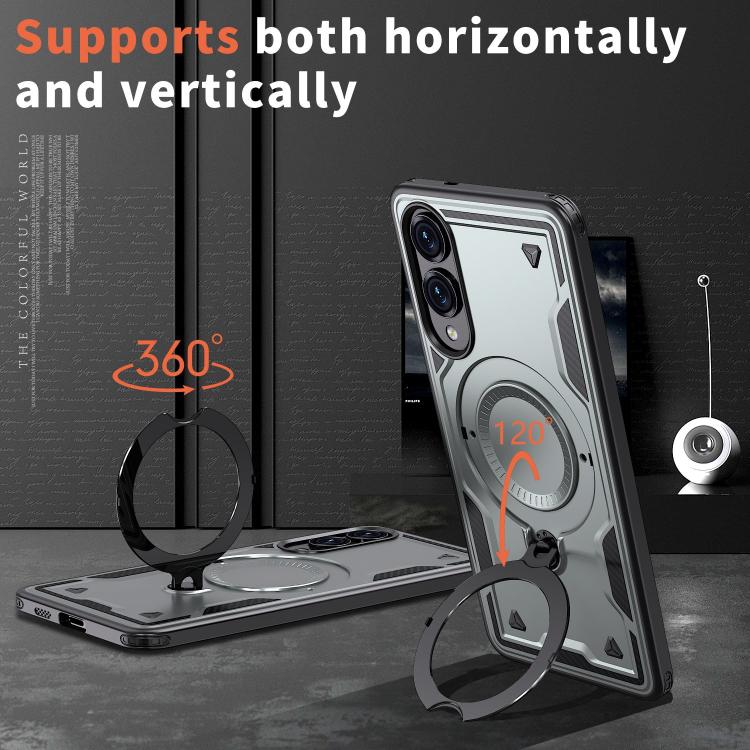 For Samsung Galaxy S25 Edge 5G PC Hybrid TPU Armor MagSafe Ring Holder Phone Case