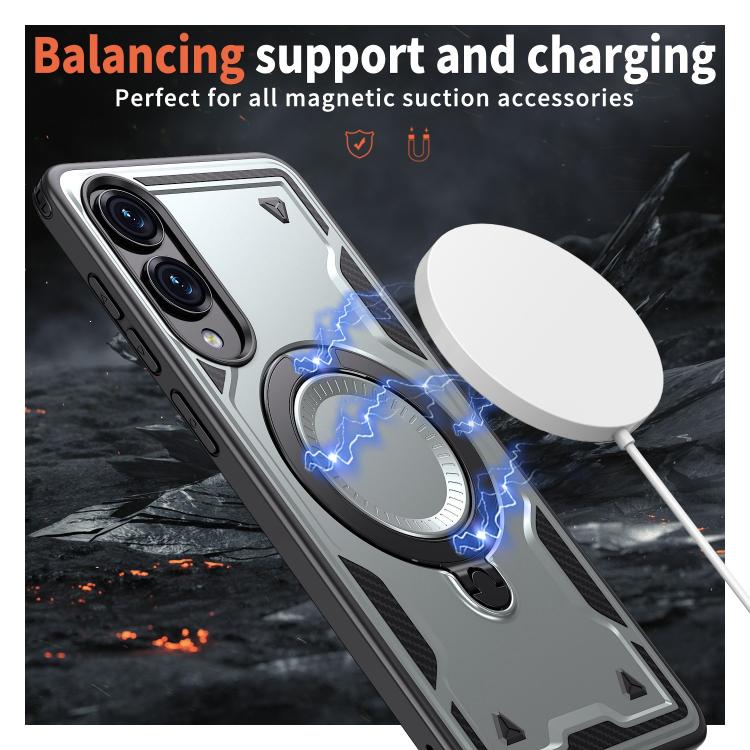 For Samsung Galaxy S25 Edge 5G PC Hybrid TPU Armor MagSafe Ring Holder Phone Case