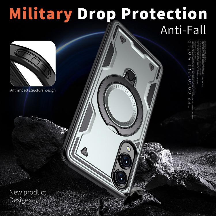 For Samsung Galaxy S25 Edge 5G PC Hybrid TPU Armor MagSafe Ring Holder Phone Case