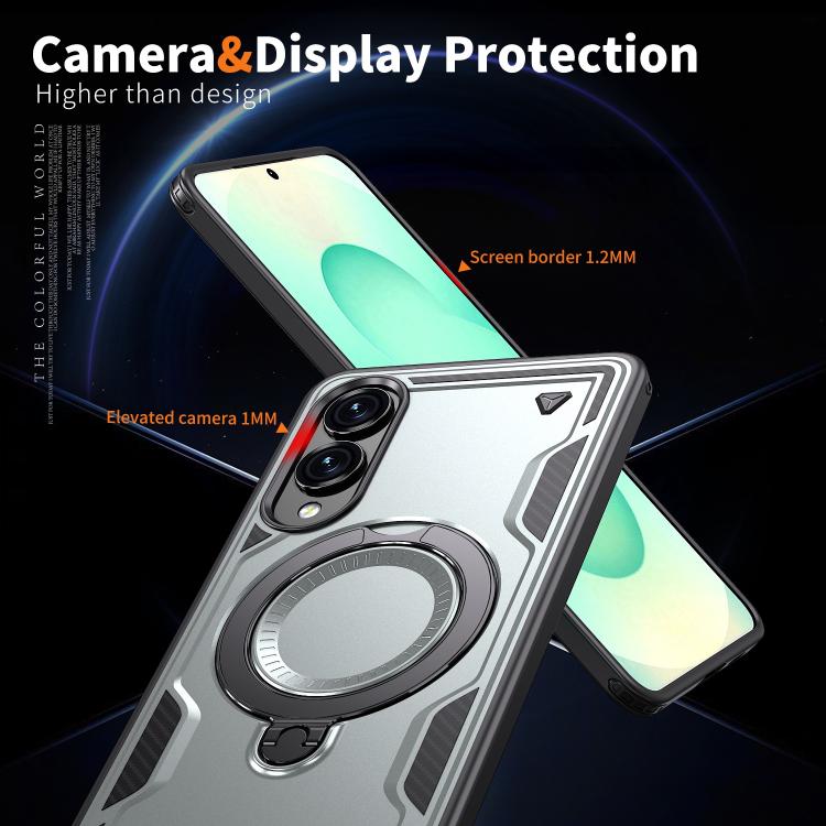 For Samsung Galaxy S25 Edge 5G PC Hybrid TPU Armor MagSafe Ring Holder Phone Case
