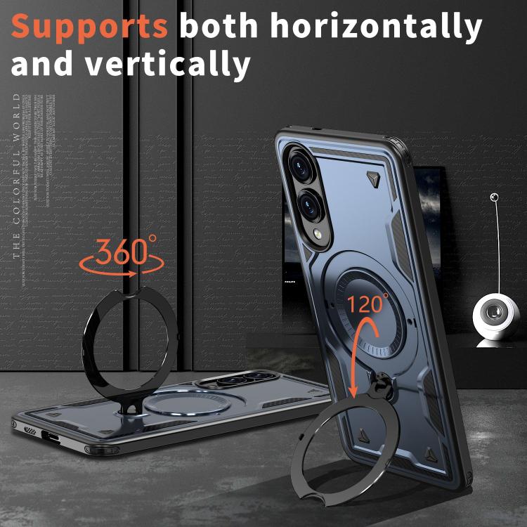 For Samsung Galaxy S25 Edge 5G PC Hybrid TPU Armor MagSafe Ring Holder Phone Case