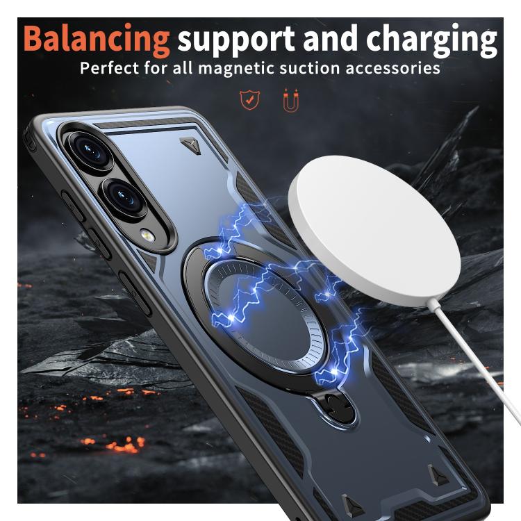 For Samsung Galaxy S25 Edge 5G PC Hybrid TPU Armor MagSafe Ring Holder Phone Case