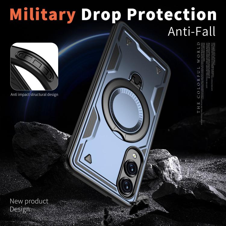 For Samsung Galaxy S25 Edge 5G PC Hybrid TPU Armor MagSafe Ring Holder Phone Case