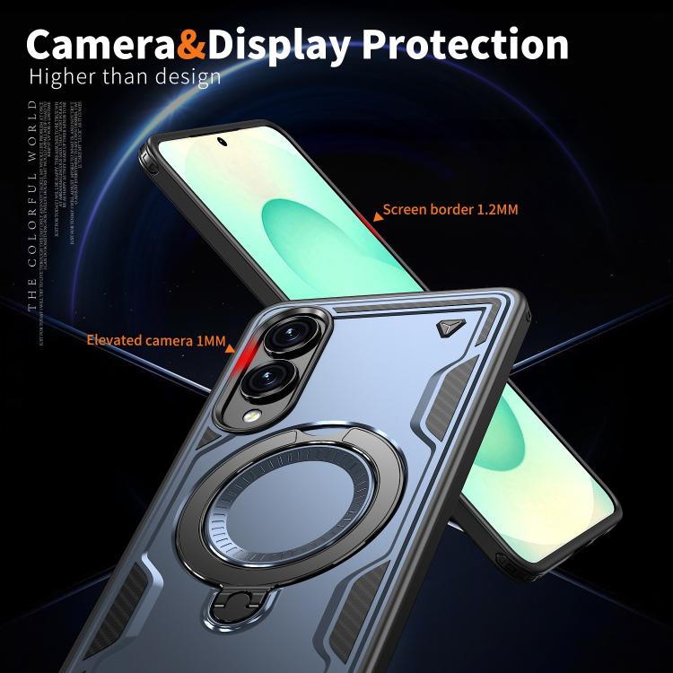 For Samsung Galaxy S25 Edge 5G PC Hybrid TPU Armor MagSafe Ring Holder Phone Case