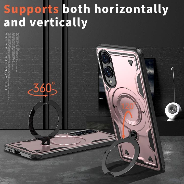 For Samsung Galaxy S25 Edge 5G PC Hybrid TPU Armor MagSafe Ring Holder Phone Case