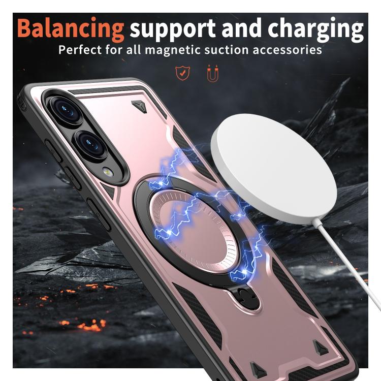 For Samsung Galaxy S25 Edge 5G PC Hybrid TPU Armor MagSafe Ring Holder Phone Case