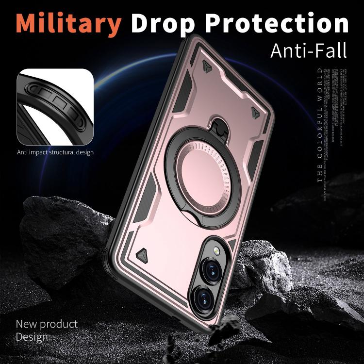 For Samsung Galaxy S25 Edge 5G PC Hybrid TPU Armor MagSafe Ring Holder Phone Case