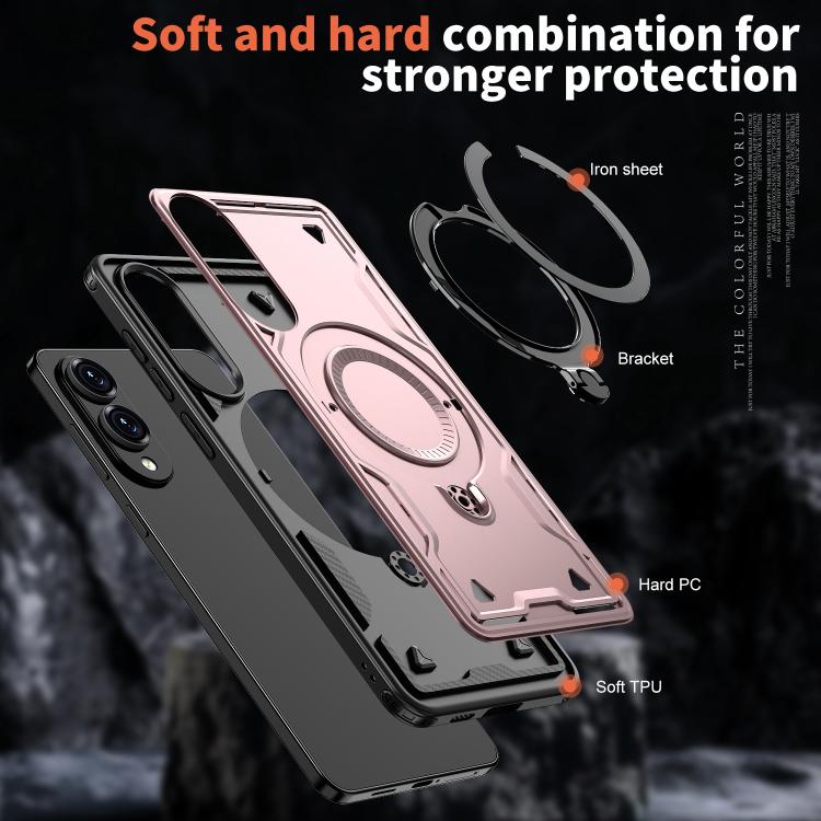 For Samsung Galaxy S25 Edge 5G PC Hybrid TPU Armor MagSafe Ring Holder Phone Case