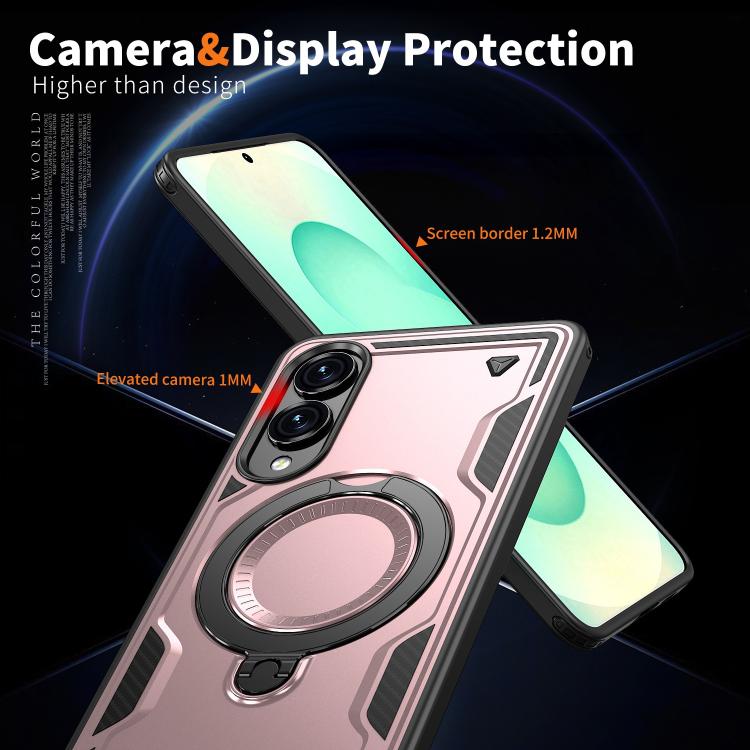 For Samsung Galaxy S25 Edge 5G PC Hybrid TPU Armor MagSafe Ring Holder Phone Case