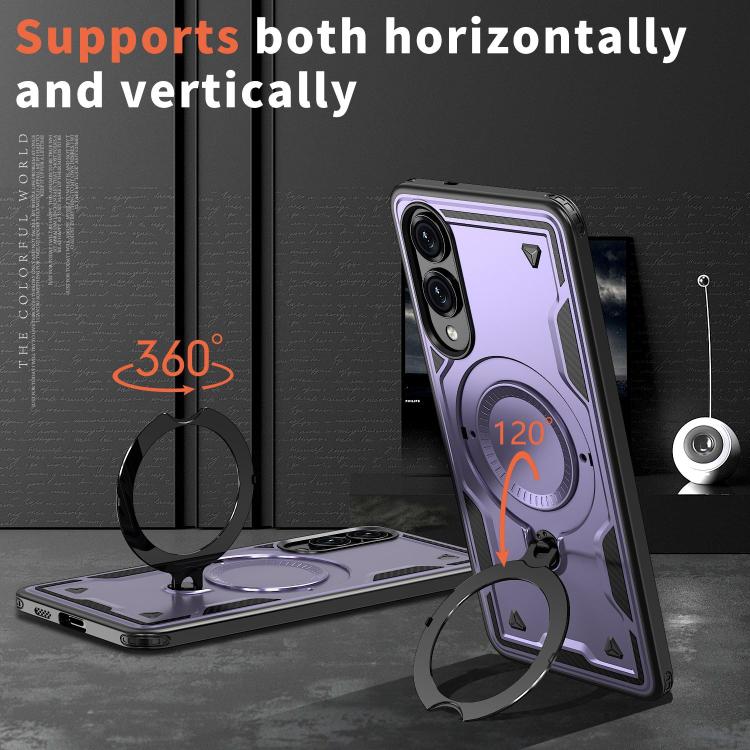 For Samsung Galaxy S25 Edge 5G PC Hybrid TPU Armor MagSafe Ring Holder Phone Case