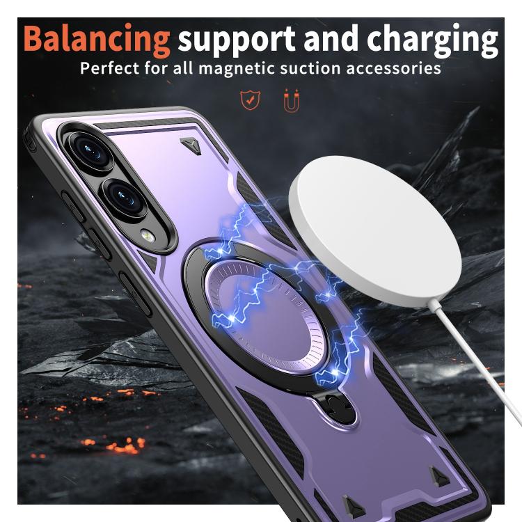 For Samsung Galaxy S25 Edge 5G PC Hybrid TPU Armor MagSafe Ring Holder Phone Case