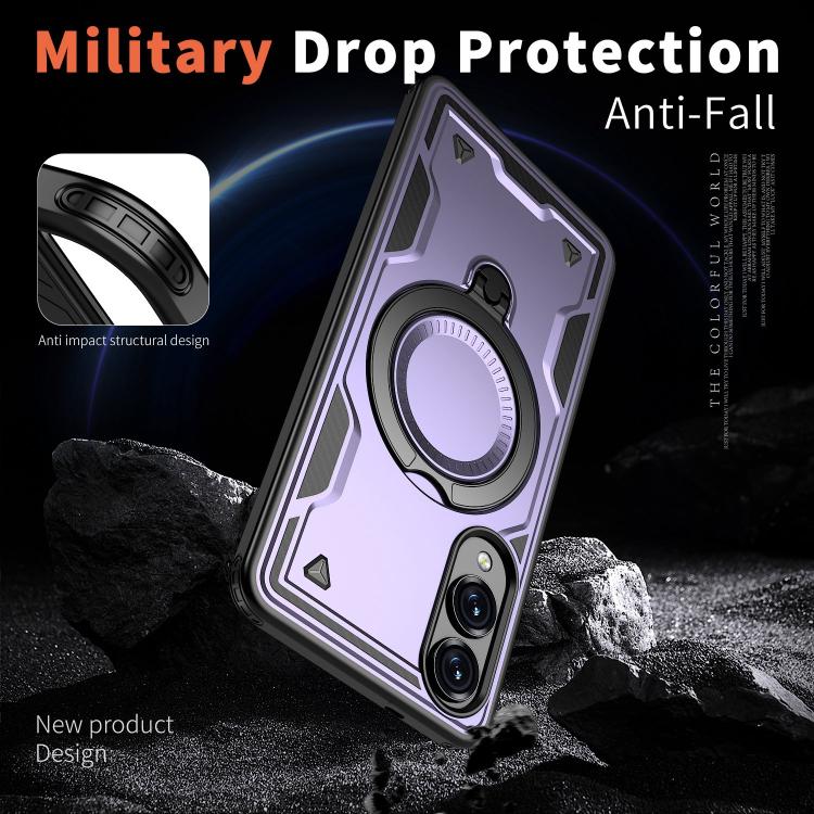 For Samsung Galaxy S25 Edge 5G PC Hybrid TPU Armor MagSafe Ring Holder Phone Case