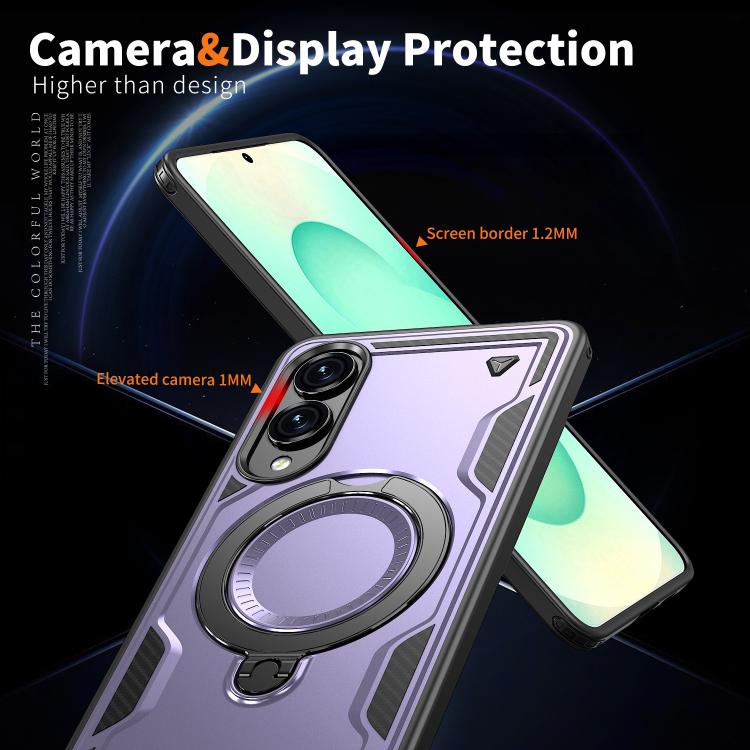 For Samsung Galaxy S25 Edge 5G PC Hybrid TPU Armor MagSafe Ring Holder Phone Case
