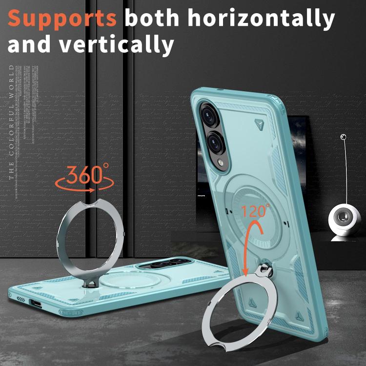 For Samsung Galaxy S25 Edge 5G PC Hybrid TPU Armor MagSafe Ring Holder Phone Case