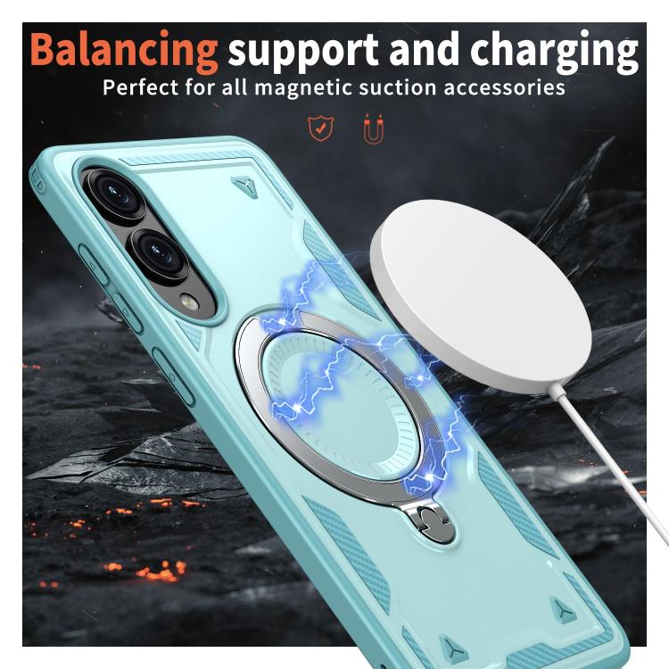 For Samsung Galaxy S25 Edge 5G PC Hybrid TPU Armor MagSafe Ring Holder Phone Case
