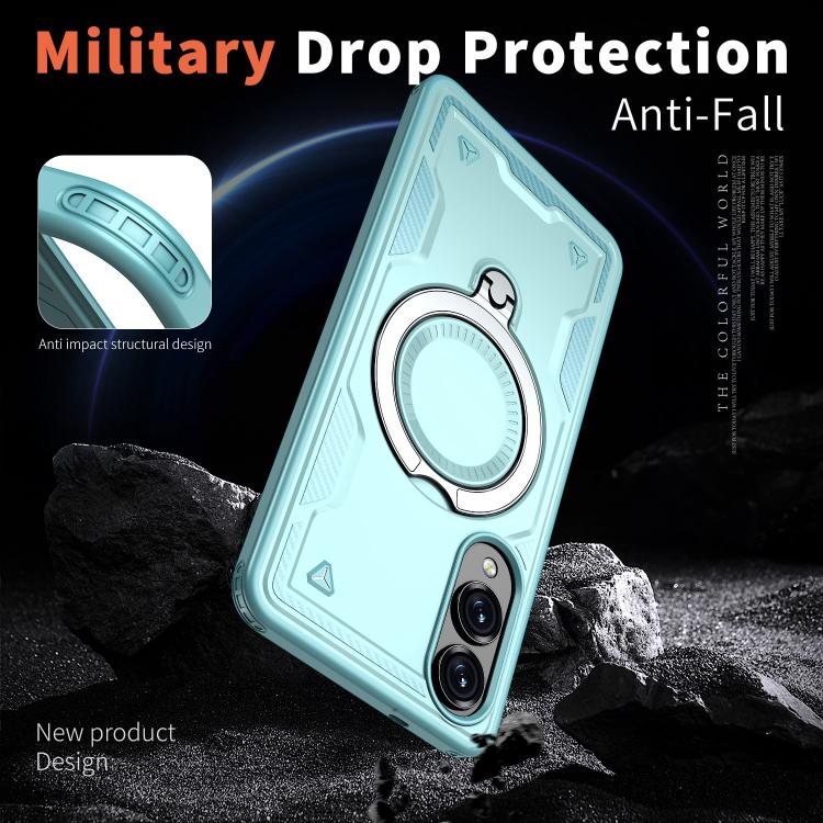 For Samsung Galaxy S25 Edge 5G PC Hybrid TPU Armor MagSafe Ring Holder Phone Case