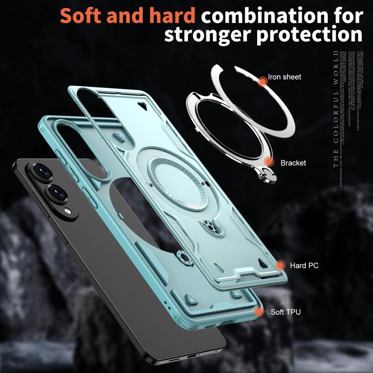For Samsung Galaxy S25 Edge 5G PC Hybrid TPU Armor MagSafe Ring Holder Phone Case