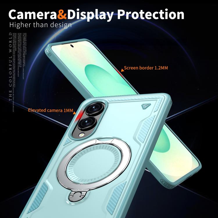 For Samsung Galaxy S25 Edge 5G PC Hybrid TPU Armor MagSafe Ring Holder Phone Case