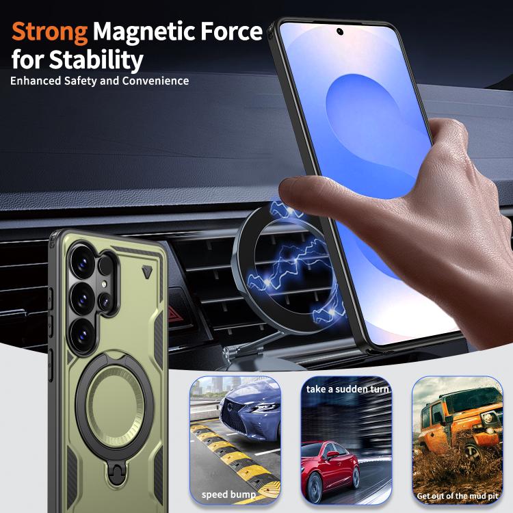 For Samsung Galaxy S26 Ultra 5G PC Hybrid TPU Armor MagSafe Ring Holder Phone Case