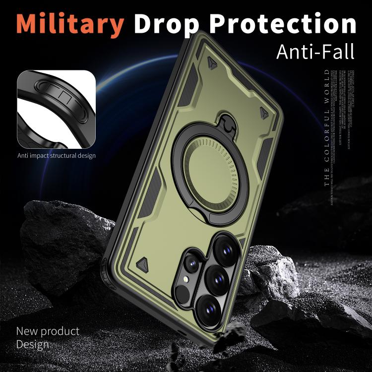 For Samsung Galaxy S26 Ultra 5G PC Hybrid TPU Armor MagSafe Ring Holder Phone Case