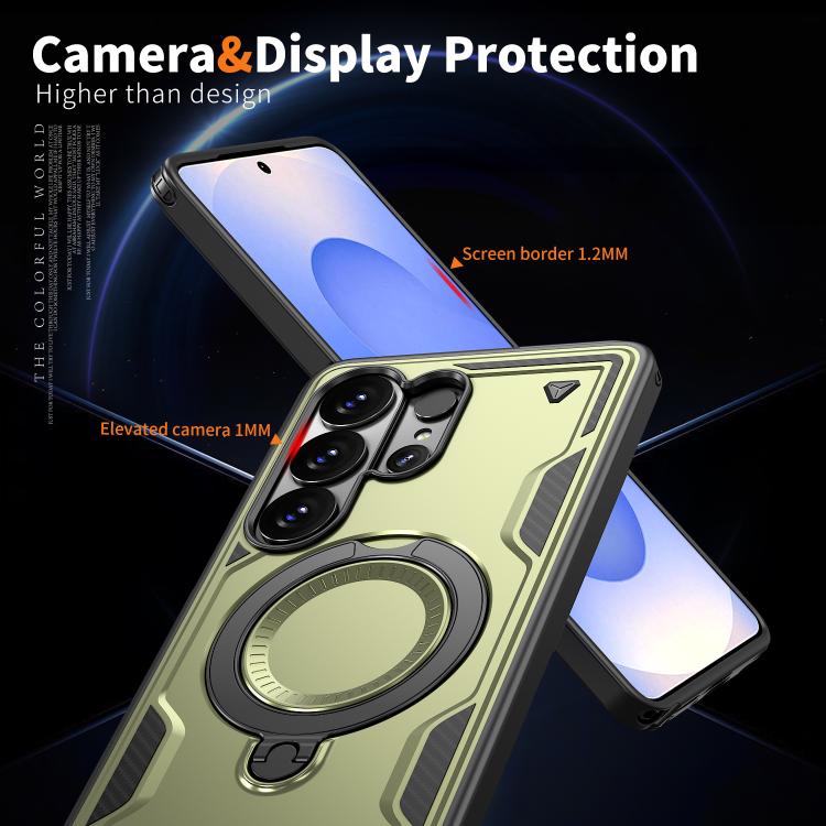 For Samsung Galaxy S26 Ultra 5G PC Hybrid TPU Armor MagSafe Ring Holder Phone Case