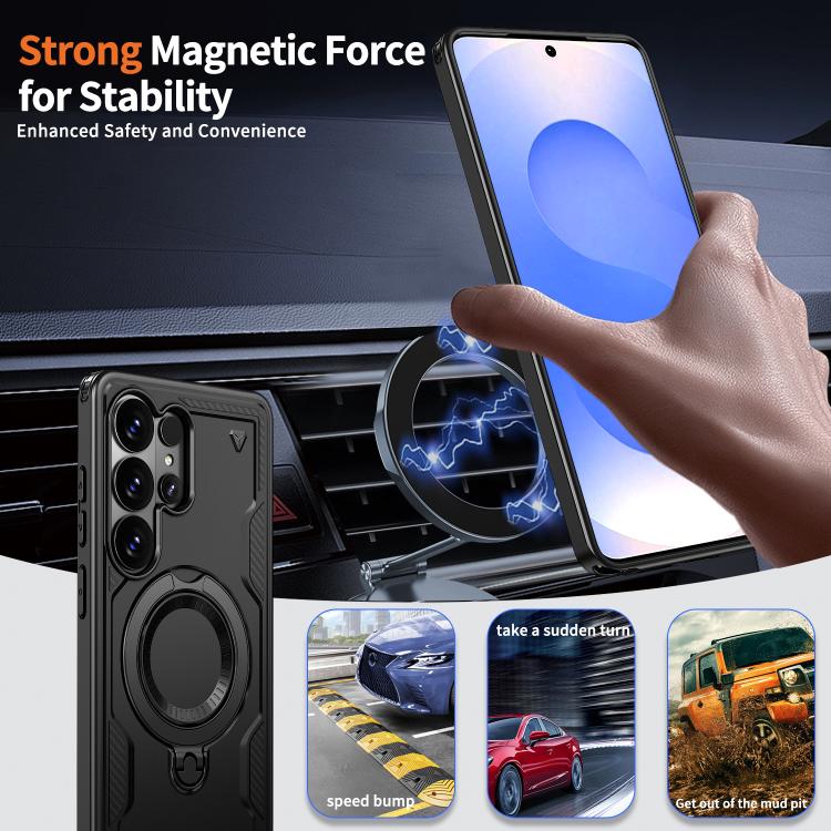 For Samsung Galaxy S26 Ultra 5G PC Hybrid TPU Armor MagSafe Ring Holder Phone Case