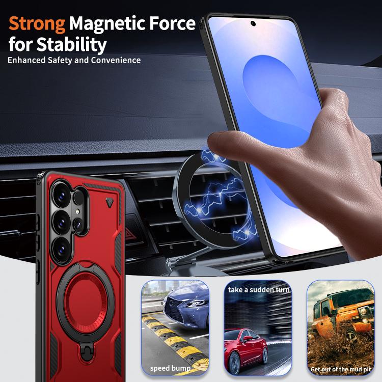 For Samsung Galaxy S26 Ultra 5G PC Hybrid TPU Armor MagSafe Ring Holder Phone Case