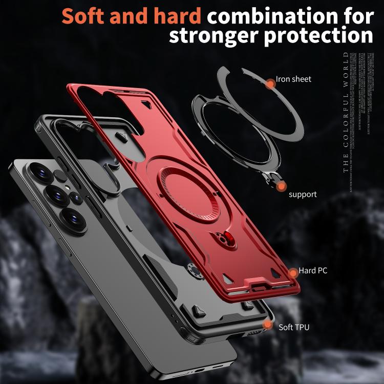 For Samsung Galaxy S26 Ultra 5G PC Hybrid TPU Armor MagSafe Ring Holder Phone Case