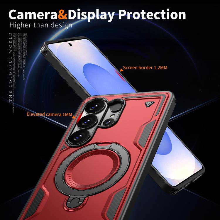 For Samsung Galaxy S26 Ultra 5G PC Hybrid TPU Armor MagSafe Ring Holder Phone Case