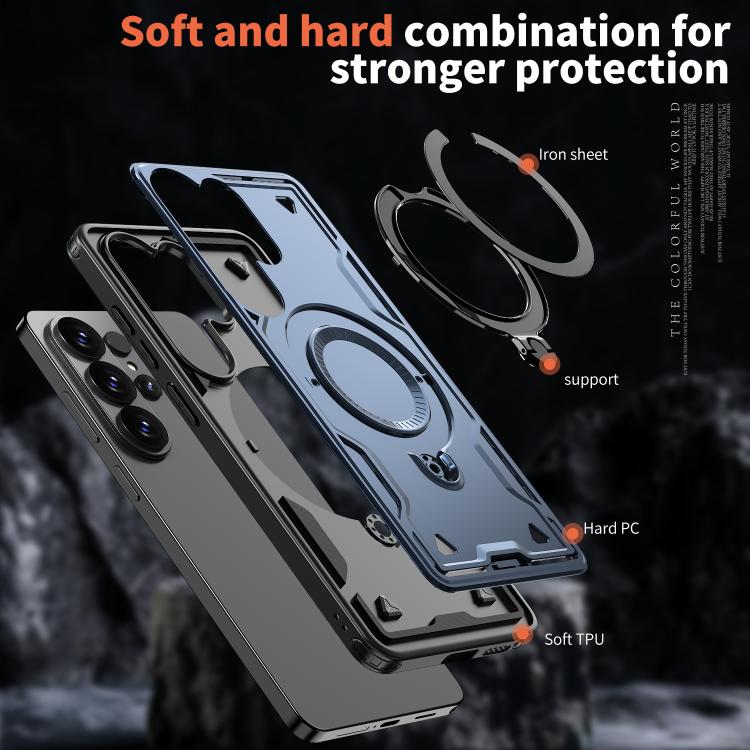 For Samsung Galaxy S26 Ultra 5G PC Hybrid TPU Armor MagSafe Ring Holder Phone Case