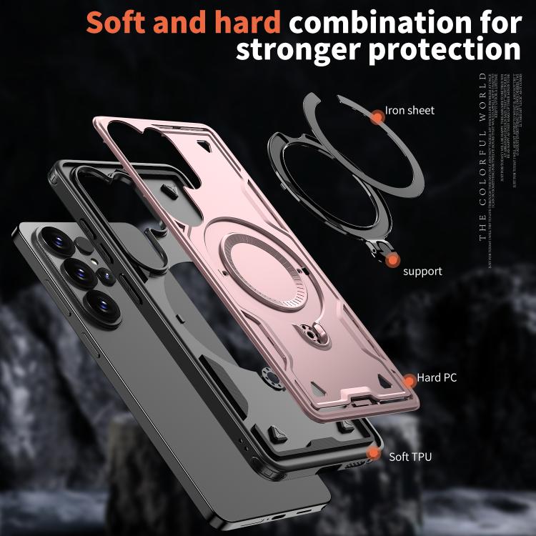 For Samsung Galaxy S26 Ultra 5G PC Hybrid TPU Armor MagSafe Ring Holder Phone Case