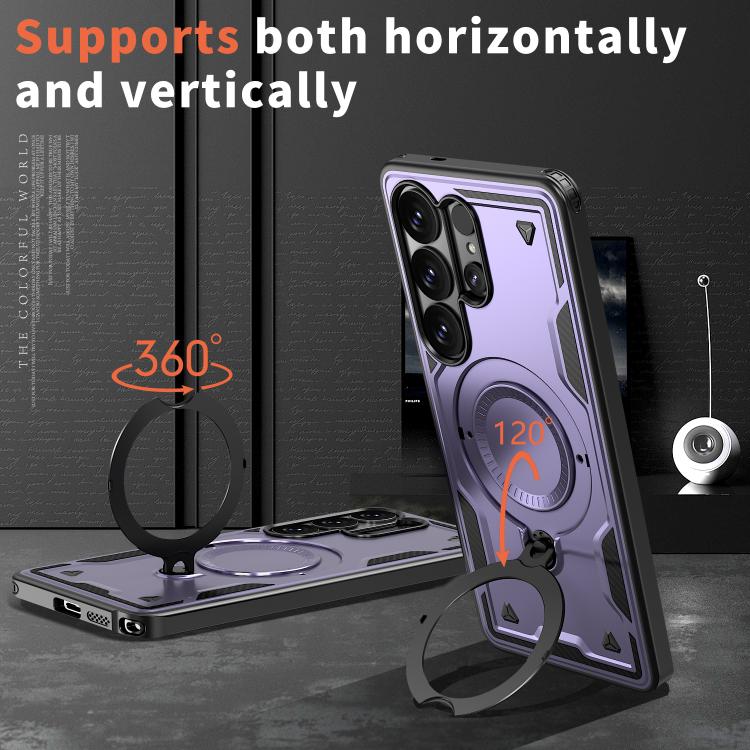 For Samsung Galaxy S26 Ultra 5G PC Hybrid TPU Armor MagSafe Ring Holder Phone Case