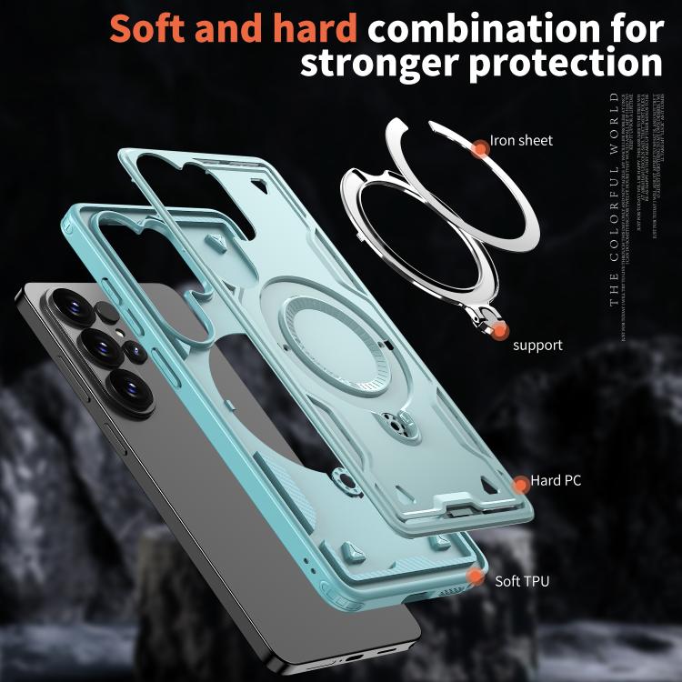 For Samsung Galaxy S26 Ultra 5G PC Hybrid TPU Armor MagSafe Ring Holder Phone Case