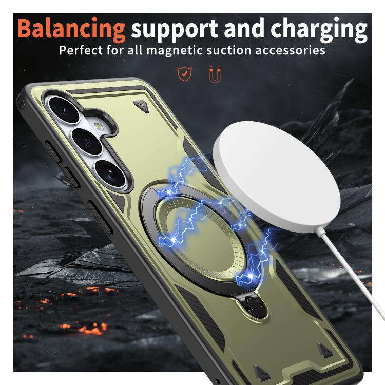 For Samsung Galaxy S26+ 5G PC Hybrid TPU Armor MagSafe Ring Holder Phone Case