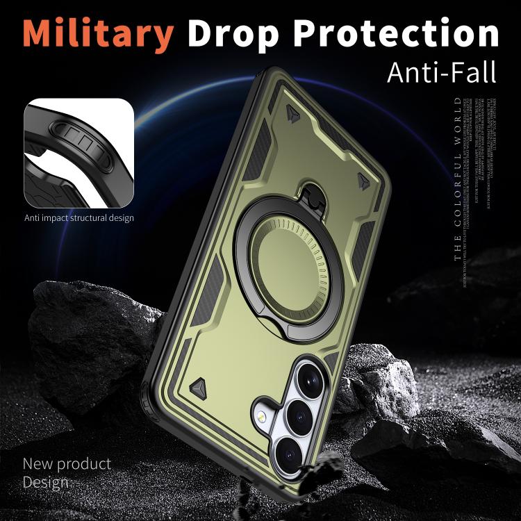For Samsung Galaxy S26+ 5G PC Hybrid TPU Armor MagSafe Ring Holder Phone Case